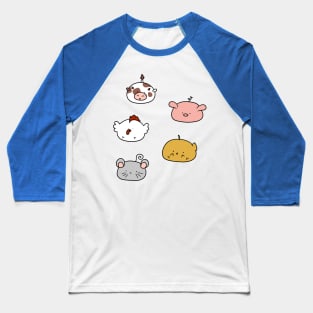 Farm Animal Blobs Baseball T-Shirt